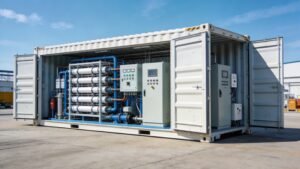Modular containerized high-concentration sodium hypochlorite generation system